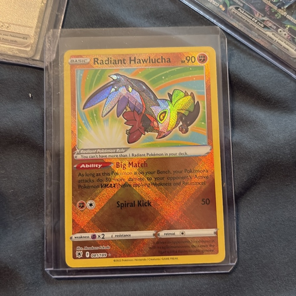 Pokemon Radiant Hawlucha Card - Black, Green, Gold